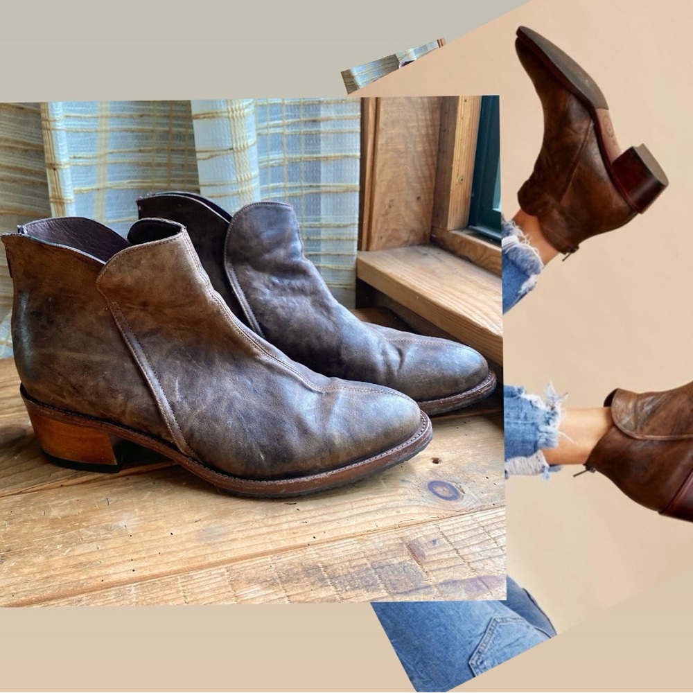 Anthropologie Salpy Riley Handmade Bootie Olive Size 8.5